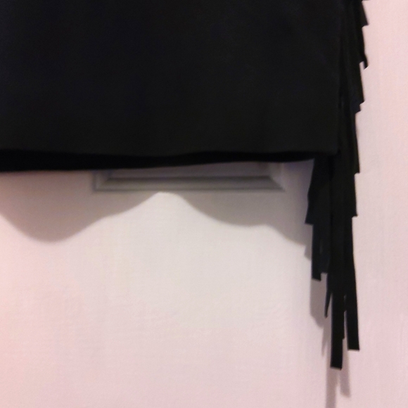 💥Nwot💥WALTER BAKER Black Suede Sleeveless Dress w/ Side Fringe - Picture 10 of 11